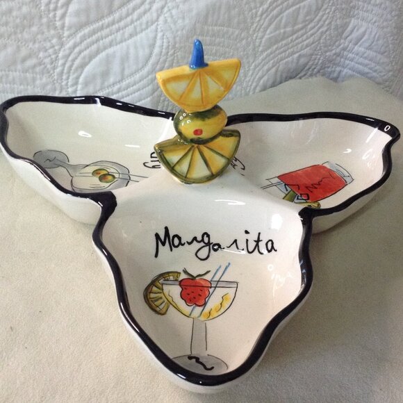 NWOT Mary Jane Mitchell Hausenware 3 Section Appetizer Tray; Eclectic, Party Fun - Picture 2 of 5